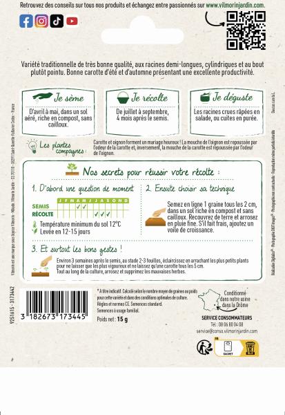 Potagères - Carotte Nantaise Améliorée 3 - Grand Modèle - MEDIA_PACKAGING_VERSO